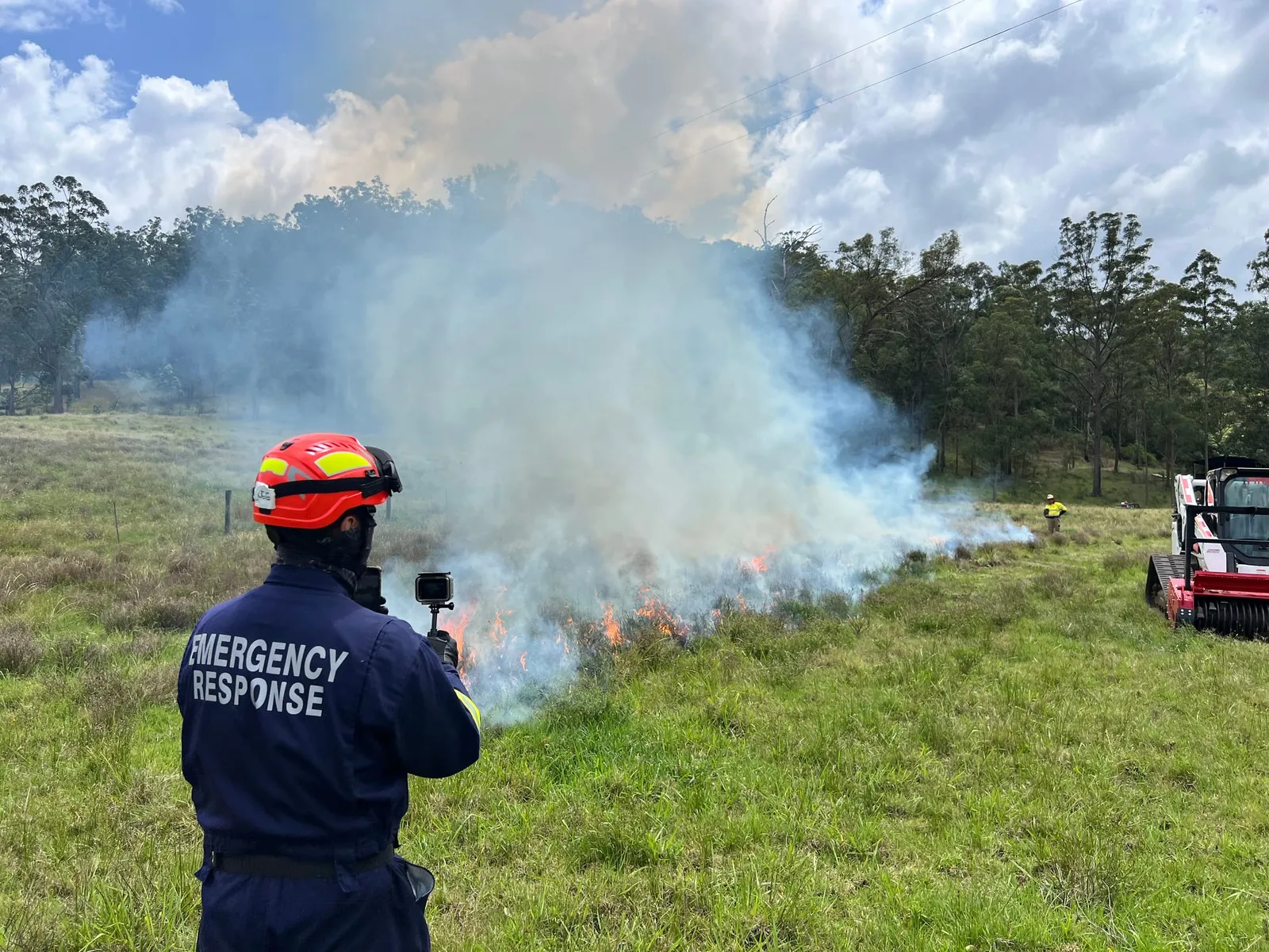 Drone operating over a prescribed burn