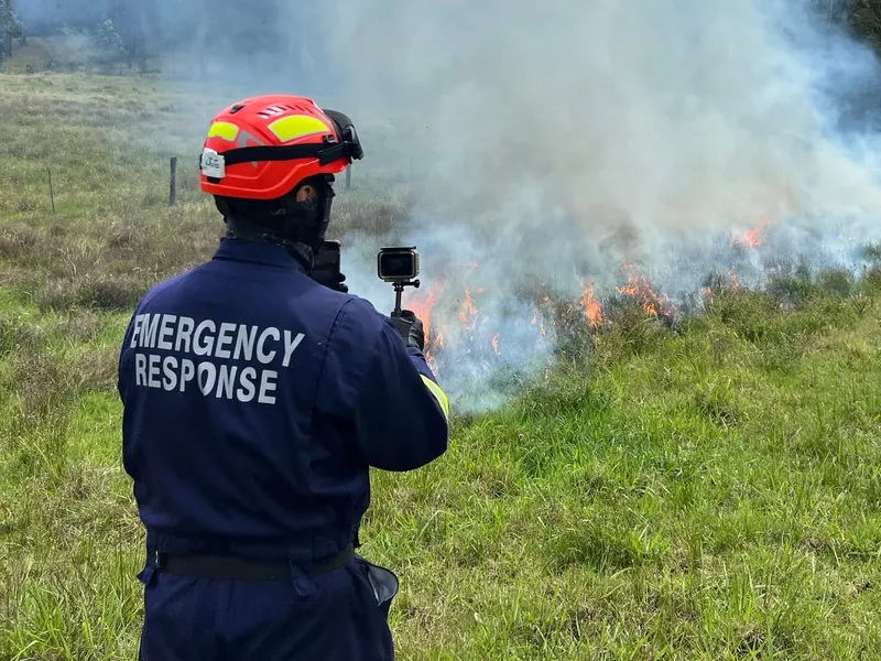 Drone operator observing a burn from the fire ground