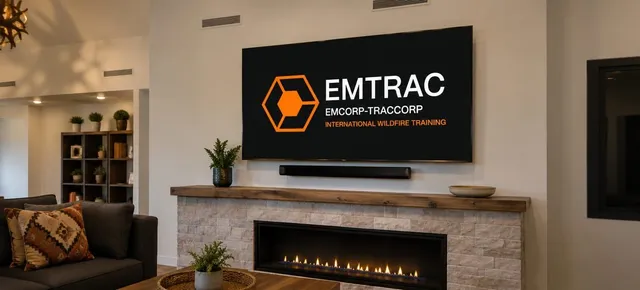 Briefing screen in the common area of the training base