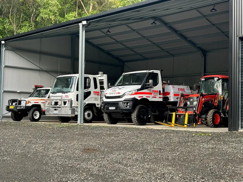 Appliances and plant parked under the vehicle bay